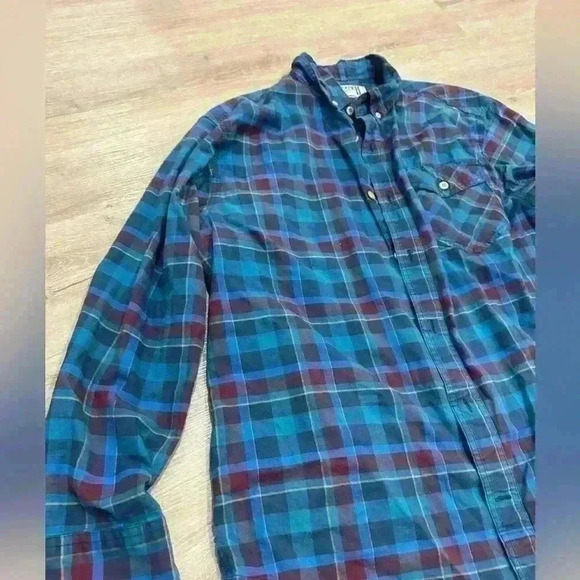 Duluth trading Co. flannel button down size L blue - Picture 3 of 6